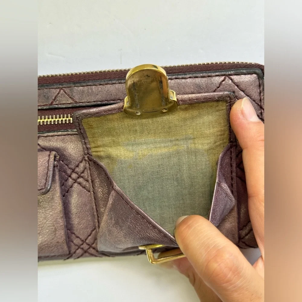 Marc Jacobs Quilted Leather Wallet Purse Cardholder Clutch Bag in Purple - Y2K